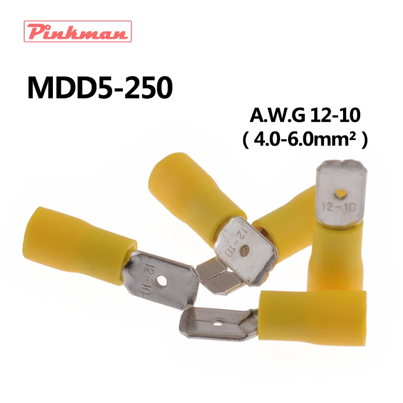 MDD5-250 MDD5.5-250 Male Insulated Electrical Crimp Terminal Connectors for 4-6mm2 AWG 12-10 Cable Wire Connect
MDD5-250 MDD5.5-250 Male Insulated Electrical Crimp Terminal Connectors for 4-6mm2 AWG 12-10 Cable Wire Connect