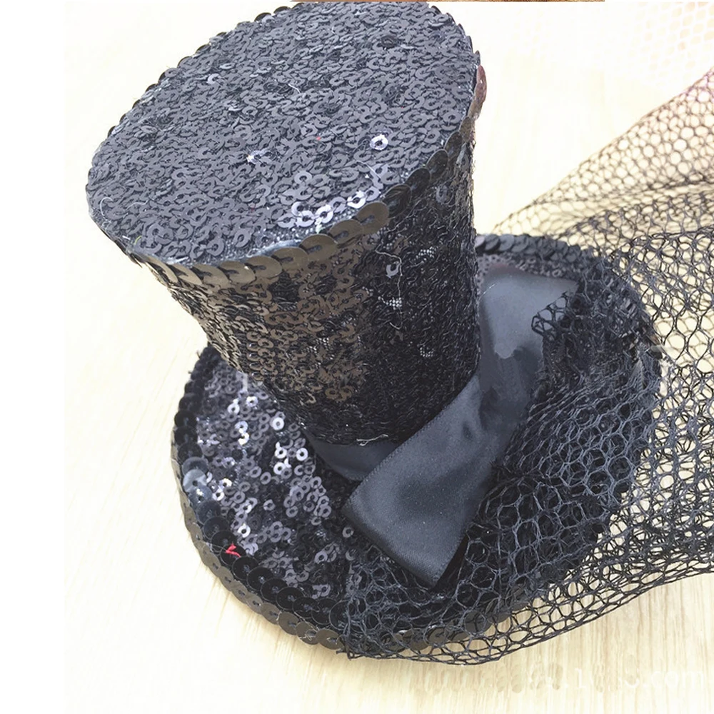 Elegant Mini Glitter Top Hat Ladies Party Headband With Veil Women Night Party Fancy Cup Photo Prop. Sequined Gorros Bone 2
Elegant Mini Glitter Top Hat Ladies Party Headband With Veil Women Night Party Fancy Cup Photo Prop. Sequined Gorros Bone 2