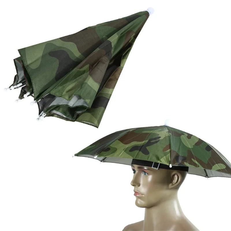 Foldable Umbrella Hat Cap Headwear Umbrella for Fishing Hiking Beach Camping Cap Head Hats Outdoor Rain Gear