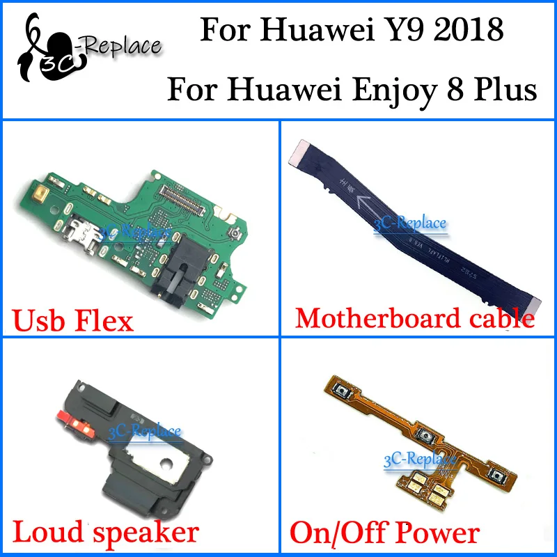 Для Huawei Y9 2018 / Enjoy 8 Plus FLA-TL00 Usb гибкий кабель материнской платы громкий динамик