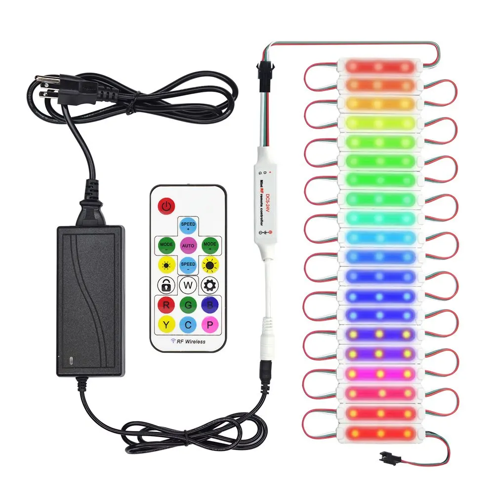 Dream Color LED Module Kit Waterproof IP67 DC12V 5050 LED Pixel String 20 pcs with 24 Keys Remote + IR Controller Power ST30
Dream Color LED Module Kit Waterproof IP67 DC12V 5050 LED Pixel String 20 pcs with 24 Keys Remote + IR Controller Power ST30