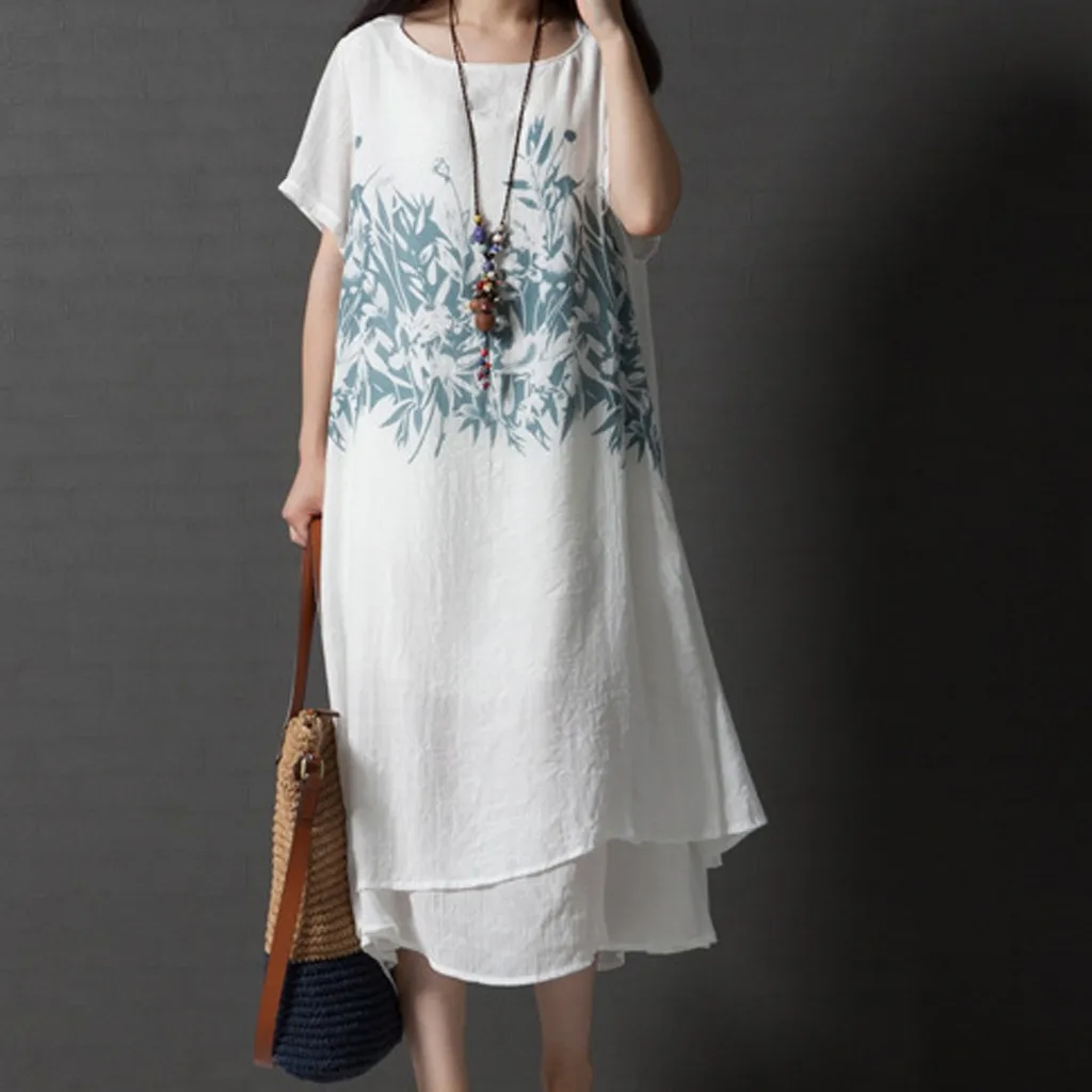 2019 Summer Women's Plus Size Beach Dresses Loose 2 Colors Tunic Casual Casual Short-Sleeved Waistline Simple Vestidos
2019 Summer Women's Plus Size Beach Dresses Loose 2 Colors Tunic Casual Casual Short-Sleeved Waistline Simple Vestidos
