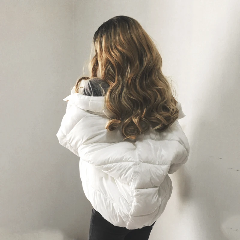 Chaqueta de invierno parkas 2018 otoño mujer Corto abajo chaqueta blanca  suelta gruesa capa pan ropa abrigos prendas de vestir exteriores chaquetas