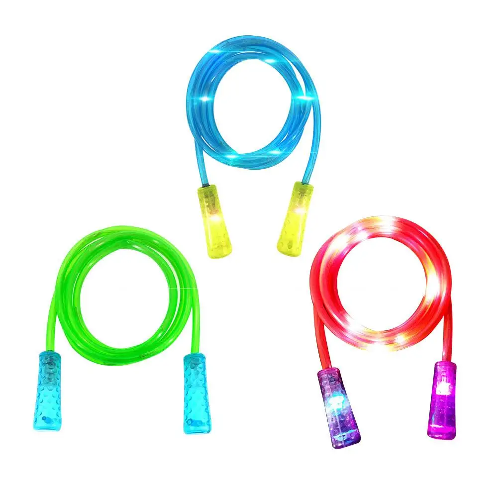 

New 3 Color Fitness Bodybuilding Exercise Colorful Changing LED Flashing Light Up Glow Skipping Sports Jump Rope for Kids Adult