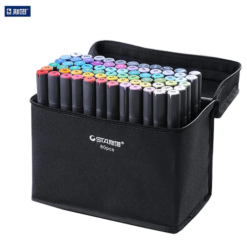 STA 60/80/128Color Set Oily Alcoholic Marker Set Dual Head Sketch Markers Brush Pen For Draw Manga Animation Design Art Supplies
STA 60/80/128Color Set Oily Alcoholic Marker Set Dual Head Sketch Markers Brush Pen For Draw Manga Animation Design Art Supplies
