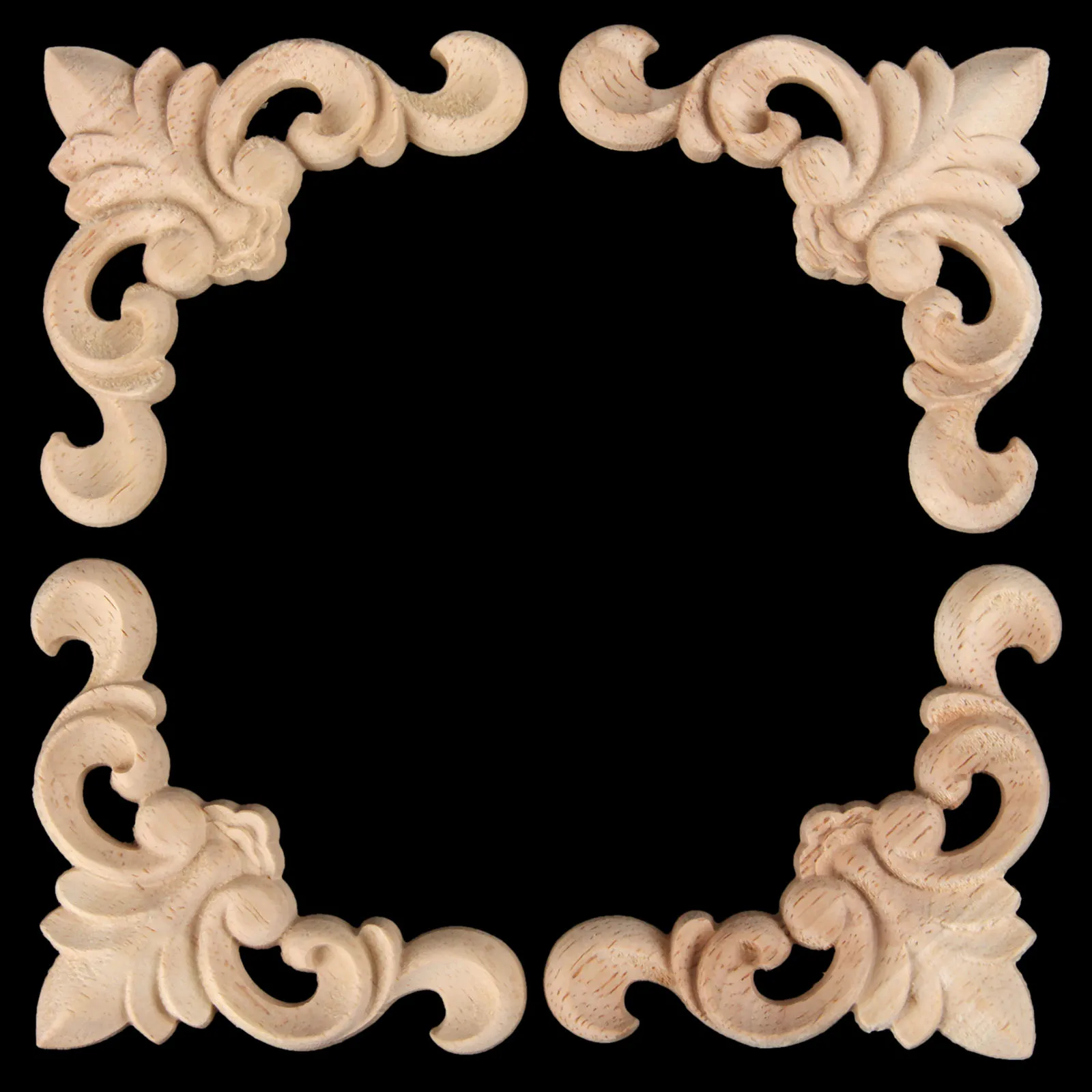 

4 Pcs/set Vintage Wood Carved Corner Onlay Applique Frame Doors Wall Decorate Furniture Decorative Figurines Wooden Miniatures