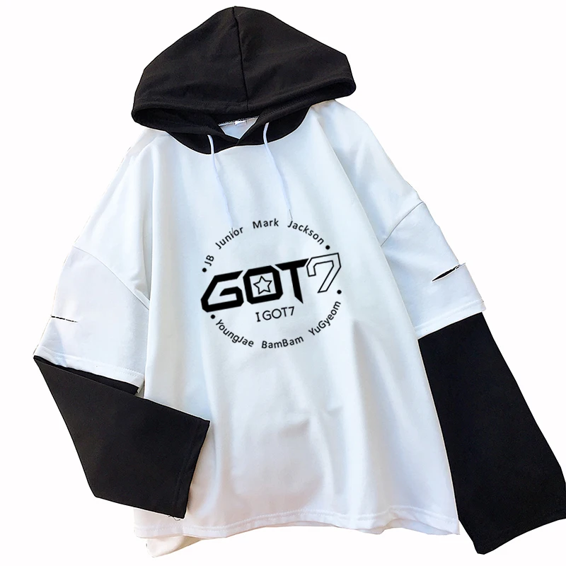 Autumn Women Hoodies Korean Kpop Got7 Letter Printed Harajuku Sweatshirts Casual Female Spell Color Stitching Tops Loose Outwear
Autumn Women Hoodies Korean Kpop Got7 Letter Printed Harajuku Sweatshirts Casual Female Spell Color Stitching Tops Loose Outwear