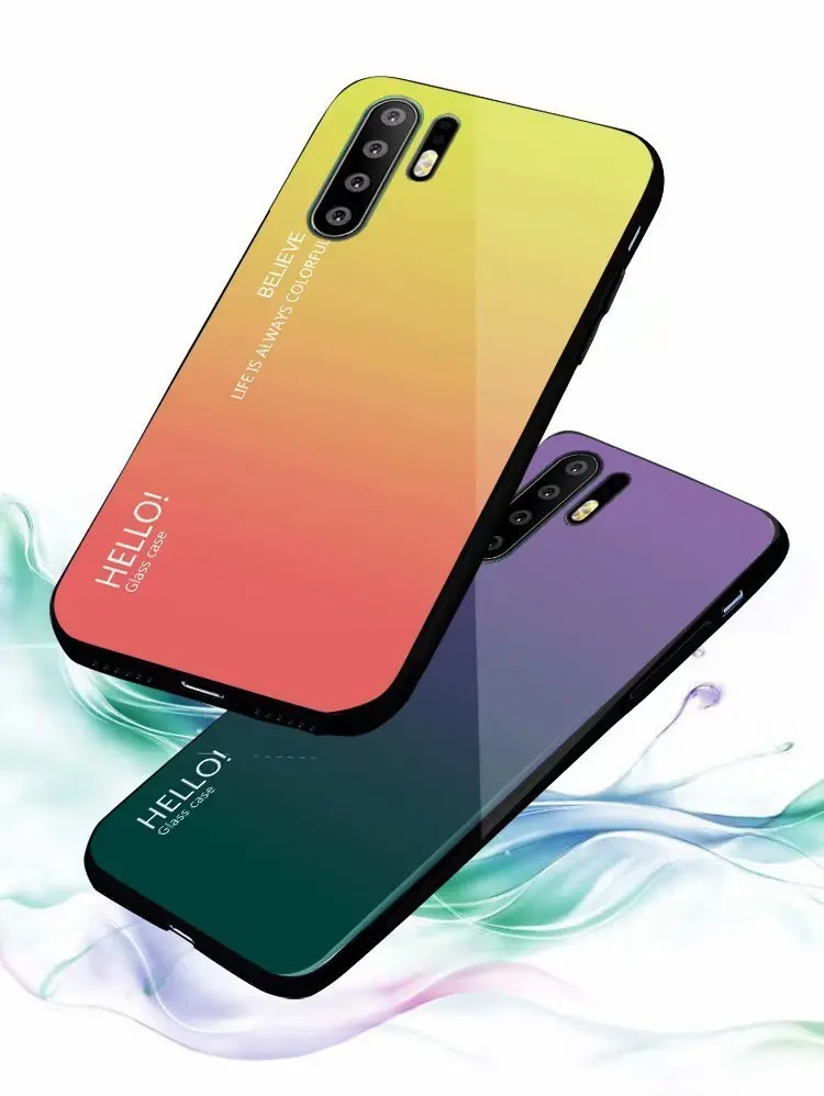 Case For Huawei P20 30 Pro Lite Nova3e Case Luxury Aurora Gradient Color Transparent Cover For Huawei Mate20 Pro Light Hard PC
