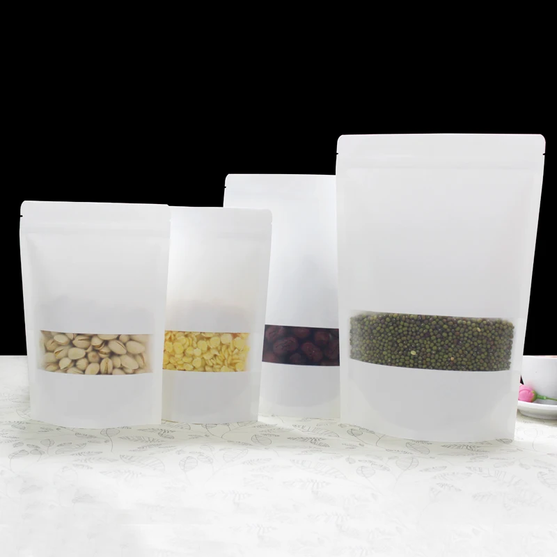 White Stand Kraft Paper Window Frosted Showcase Packaging Bag Candy Snacks Pastry Zip Lock Reusable Heat Seal Food Package Pouch
White Stand Kraft Paper Window Frosted Showcase Packaging Bag Candy Snacks Pastry Zip Lock Reusable Heat Seal Food Package Pouch