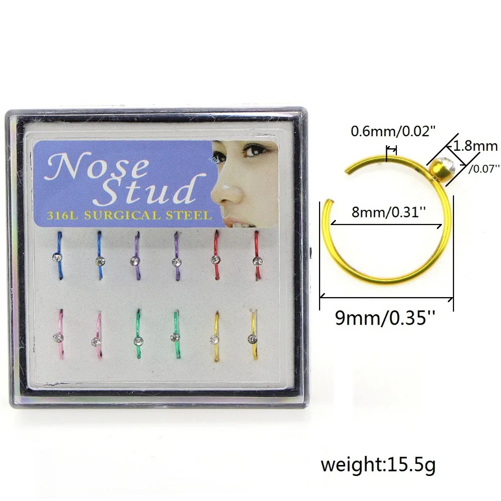 18 pcs/set AA Rhinestone Gem Nose Rings & Studs Stainless Steel Nose rings 8mm Septum Earrings Jewelry bijou body jewelry
18 pcs/set AA Rhinestone Gem Nose Rings & Studs Stainless Steel Nose rings 8mm Septum Earrings Jewelry bijou body jewelry