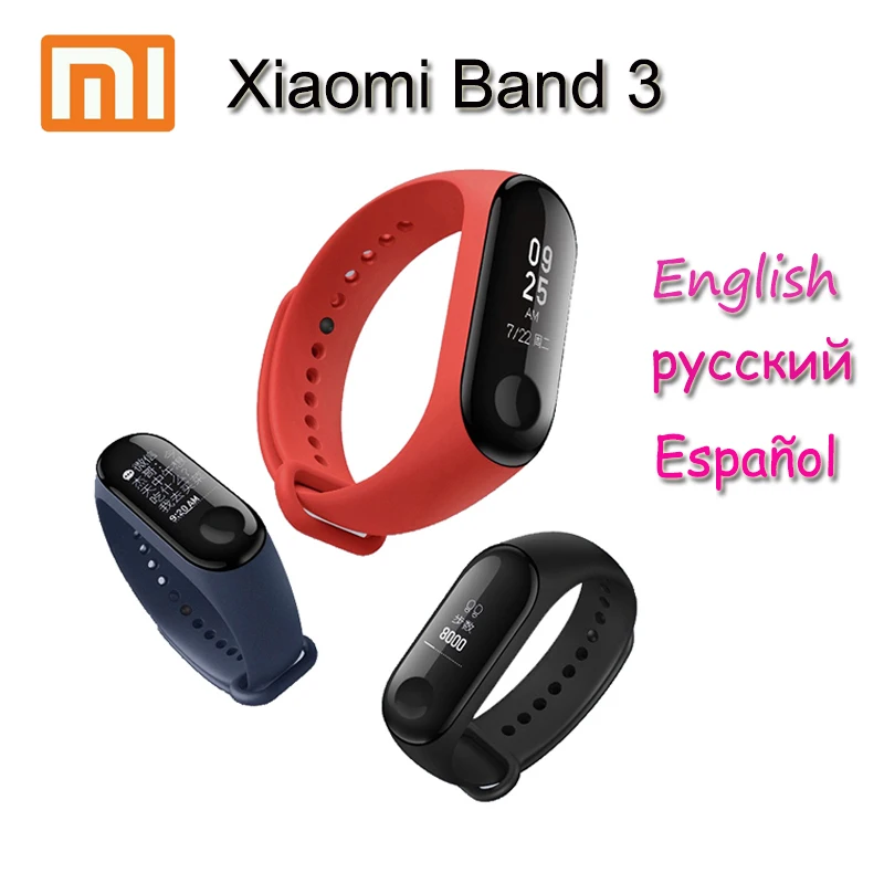 

100% Original Xiaomi Mi Band 3 Miband 3 Smart Tracker Band Instant Message Caller ID 5ATM Waterproof OLED Touch Screen
