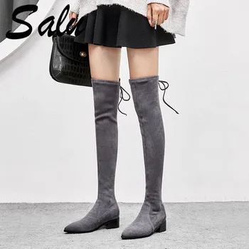 Salu Brand Classic Design Boots Women Over The Knee High Boots High Heels Motorcycle Boots Kid Suede Leather Long Shoes Woman
Salu Brand Classic Design Boots Women Over The Knee High Boots High Heels Motorcycle Boots Kid Suede Leather Long Shoes Woman