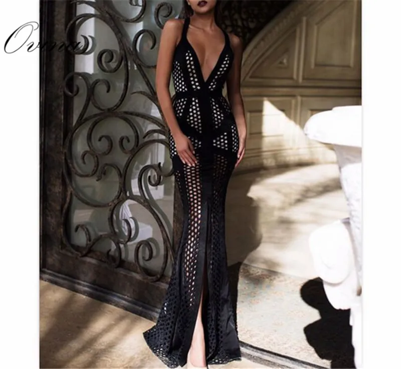 High Quality Black Strap V Neck Sleeveless Mesh Rayon Bandage Dress Evening Party Dress
High Quality Black Strap V Neck Sleeveless Mesh Rayon Bandage Dress Evening Party Dress