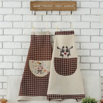 Cartoon cotton and linen apron print stitching lattice kitchen apron anti-fouling apron custom logo
Cartoon cotton and linen apron print stitching lattice kitchen apron anti-fouling apron custom logo