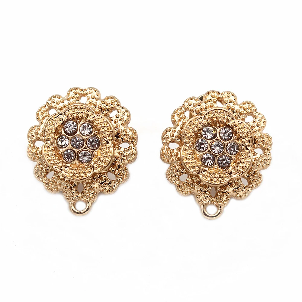 African Women Earrings Post with Loop Connectors Paved CZ Flower India Wedding Jewelry Ear Clip Clasps Earring Findings DIY 19mm
African Women Earrings Post with Loop Connectors Paved CZ Flower India Wedding Jewelry Ear Clip Clasps Earring Findings DIY 19mm
