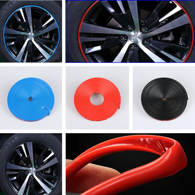 8m Car Wheel Hub Decorative Strip Auto Rim/Tire Protection for Peugeot RCZ 206 207 208 301 307 308 406 407 408 508 2008-6008 | Автомобили