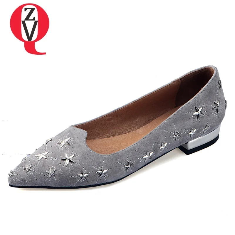 ZVQ 2019 spring new hot sale concise casual women flats flock metal rivet outside comfortable pointed toe black grey shoes women 
ZVQ 2019 spring new hot sale concise casual women flats flock metal rivet outside comfortable pointed toe black grey shoes women