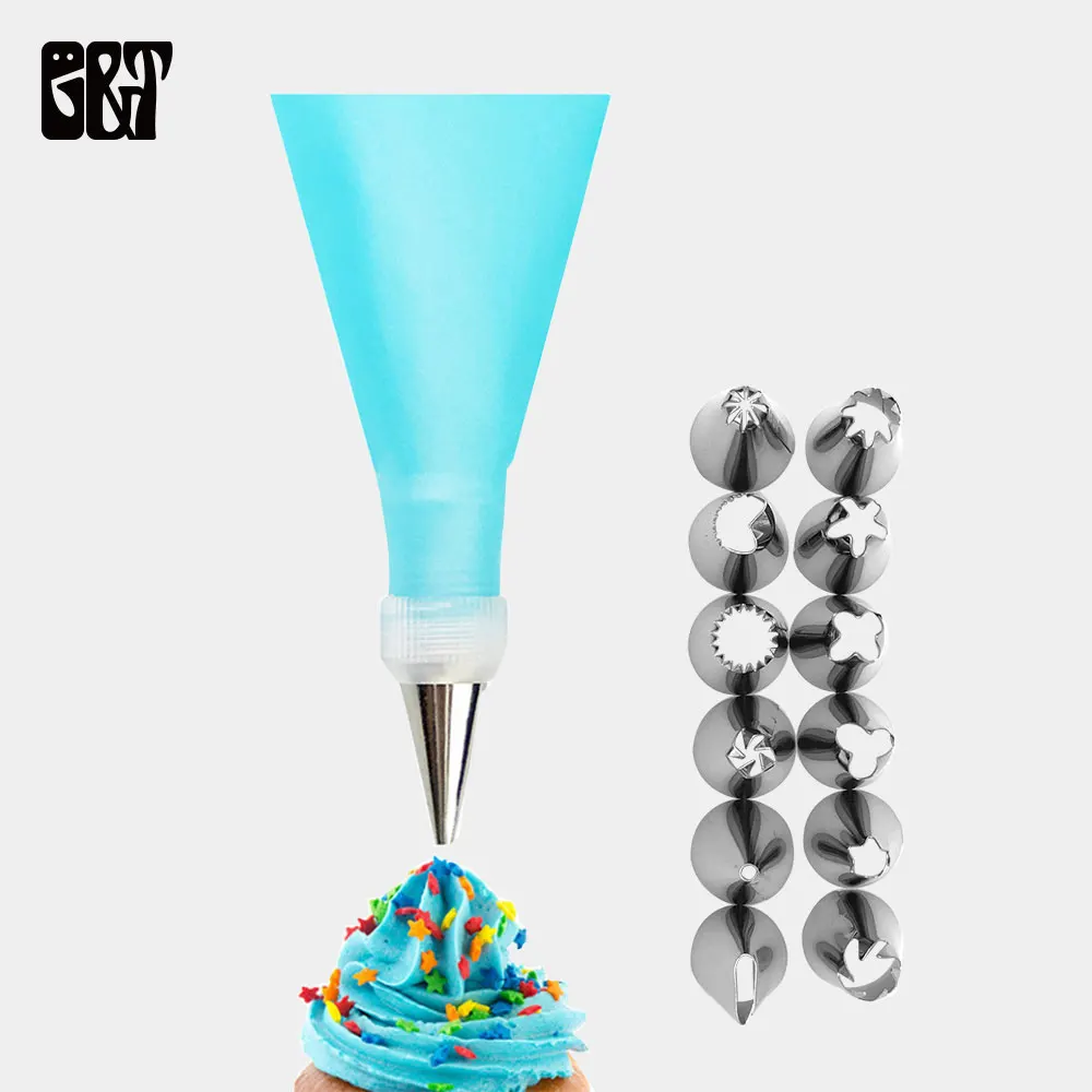 G&T 12pcs/set Silicone Pastry Bag+Stainless Steel Nozzle Pastry Tips Icing Piping Cream Bag with DIY Baking Cake Decoration Tips
G&T 12pcs/set Silicone Pastry Bag+Stainless Steel Nozzle Pastry Tips Icing Piping Cream Bag with DIY Baking Cake Decoration Tips