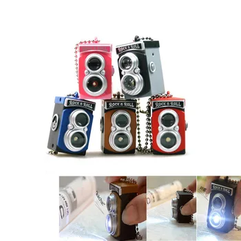 Brand New Cute Mini Double Twin Lens Reflex TLR Camera Style LED Flash Light Torch Shutter Sound Keychain