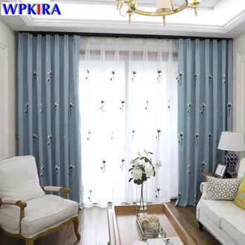 Pastoral Blue Semi Shade Kapok Curtians for Ling Room Window Treatments Sheer Embroidered Curtain Floral Tulle Fancy WP009-30
Pastoral Blue Semi Shade Kapok Curtians for Ling Room Window Treatments Sheer Embroidered Curtain Floral Tulle Fancy WP009-30