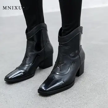 MNIXUAN Classics western women punk boots cowboy denim genuine leather square toe slip on thick high heel ankle boots white shoe
MNIXUAN Classics western women punk boots cowboy denim genuine leather square toe slip on thick high heel ankle boots white shoe