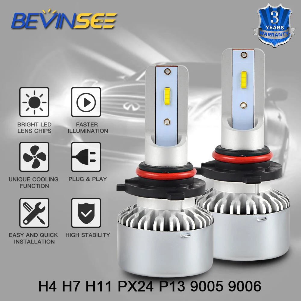 Bevinsee Car h7 led Headlights Bulbs 9-36V Foglight for H4 H7 H11 PX24 P13 9005 9006 h4 led Headlamps High Low Beam Bulbs Kit
Bevinsee Car h7 led Headlights Bulbs 9-36V Foglight for H4 H7 H11 PX24 P13 9005 9006 h4 led Headlamps High Low Beam Bulbs Kit