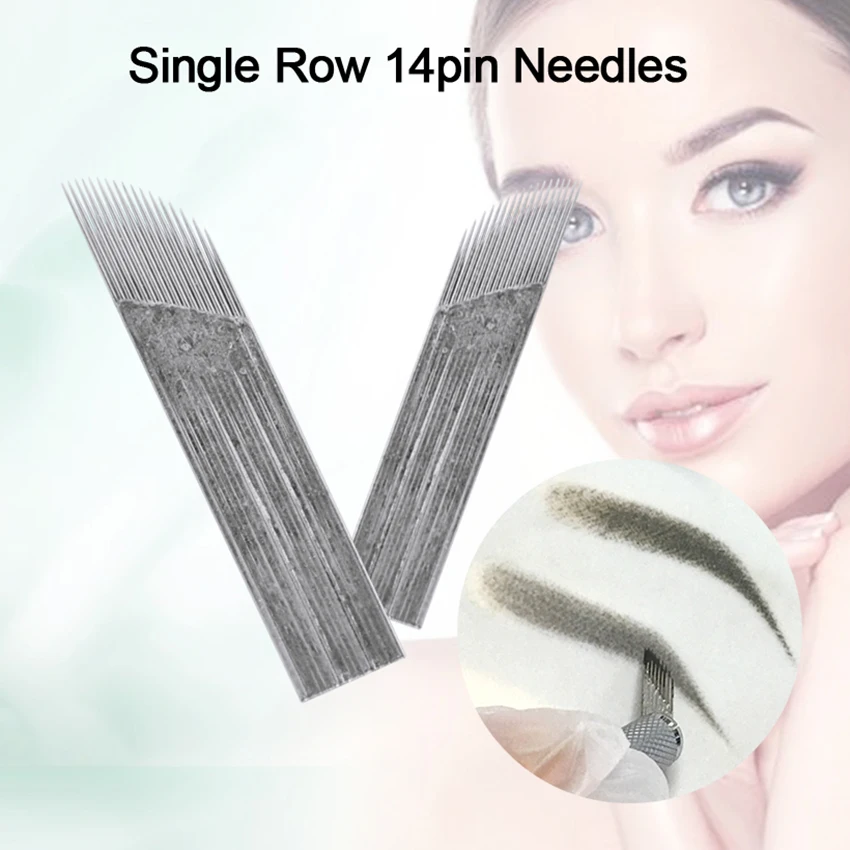 Microblading Needles 50Pcs 2 Row 14/15/18Pin Curved Tattoo Blades Sterilized Eyebrow Permanent Makeup for Tattoo Manual Pen Inks
Microblading Needles 50Pcs 2 Row 14/15/18Pin Curved Tattoo Blades Sterilized Eyebrow Permanent Makeup for Tattoo Manual Pen Inks