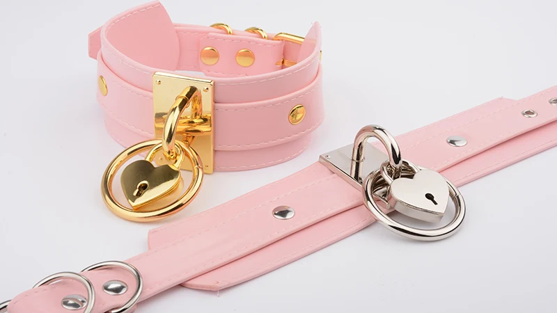 Chic Kawaii Handmade Pink Faux Oversized PU Leather Necklace For Women Cute Romantic Heart Collar O Round Collares With Lock Key 10