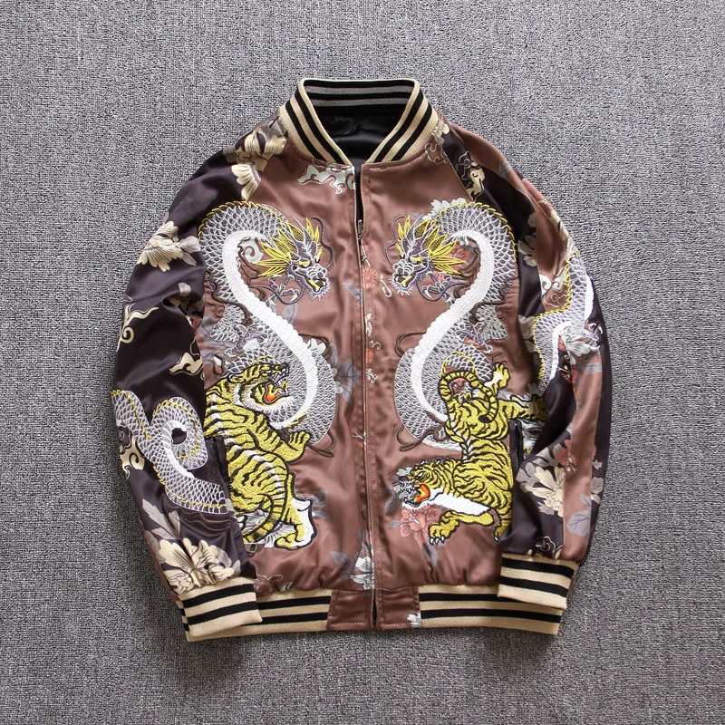 Makuluya Yokosuka Reversible Coat Street Style Women Men Dragon Tiger Printed Embroidery Baseball Casual Pilot's Jacket Coats QW
Makuluya Yokosuka Reversible Coat Street Style Women Men Dragon Tiger Printed Embroidery Baseball Casual Pilot's Jacket Coats QW