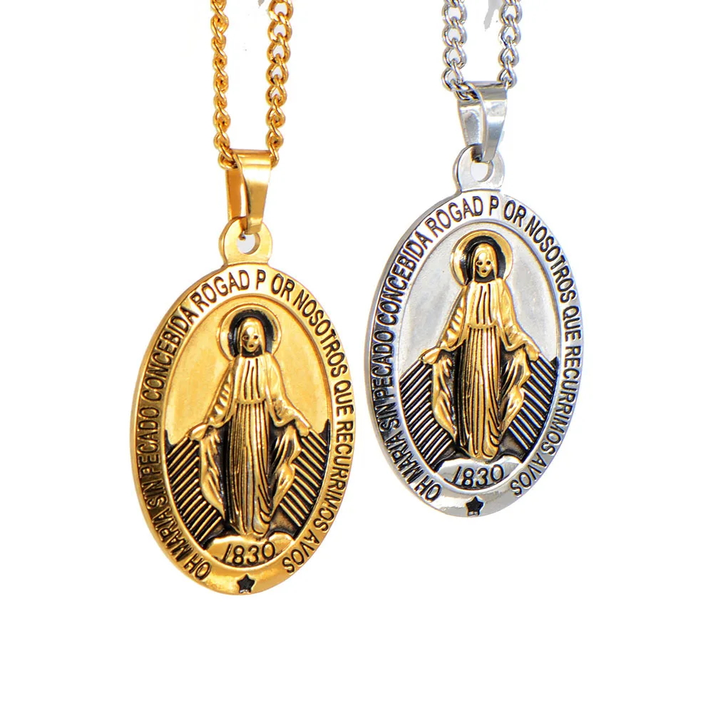 Stainless Steel Men Necklaces Chain Pendants Blessed Virgin Mary Amulet Gold Silver Personality for Male Boy FashionJewelry Gift
Stainless Steel Men Necklaces Chain Pendants Blessed Virgin Mary Amulet Gold Silver Personality for Male Boy FashionJewelry Gift