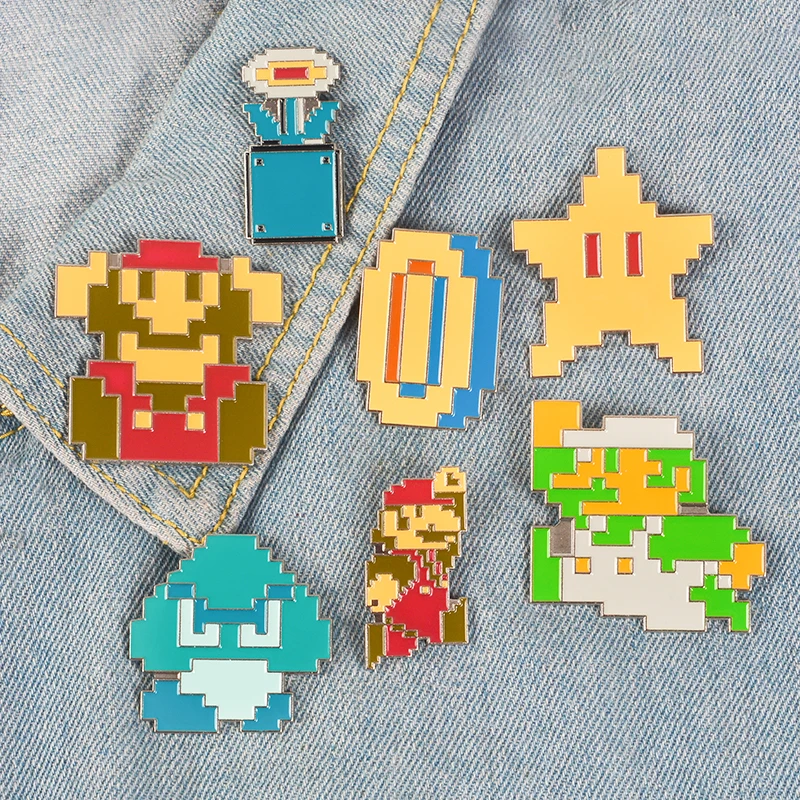 Retro Pixels ! Classic Childhood Brother Luigi Jump Game Over Super Star Gold Goomba Cartoon Enamel Brooch Pin
Retro Pixels ! Classic Childhood Brother Luigi Jump Game Over Super Star Gold Goomba Cartoon Enamel Brooch Pin