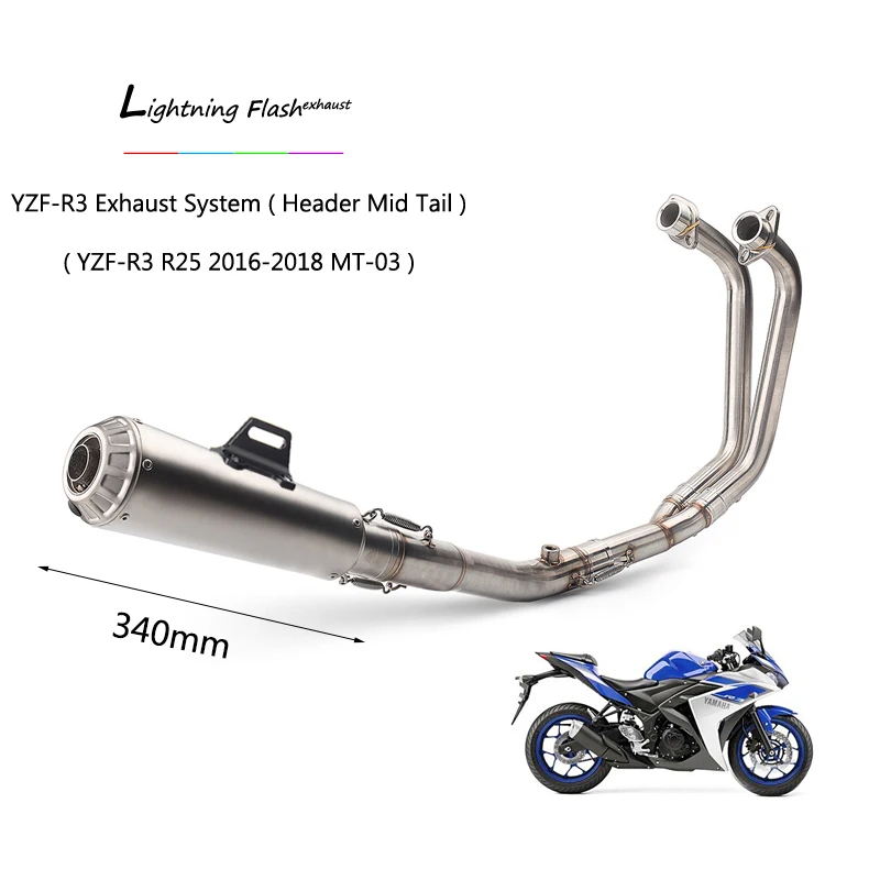 ( Full Exhaust System ) For Yamaha R3 R25 YZF-R3 YZF-R25 Exhaust Pipe Slip On Motorcycle Header Mid 51mm Muffler 2016-2018 MT-03
( Full Exhaust System ) For Yamaha R3 R25 YZF-R3 YZF-R25 Exhaust Pipe Slip On Motorcycle Header Mid 51mm Muffler 2016-2018 MT-03