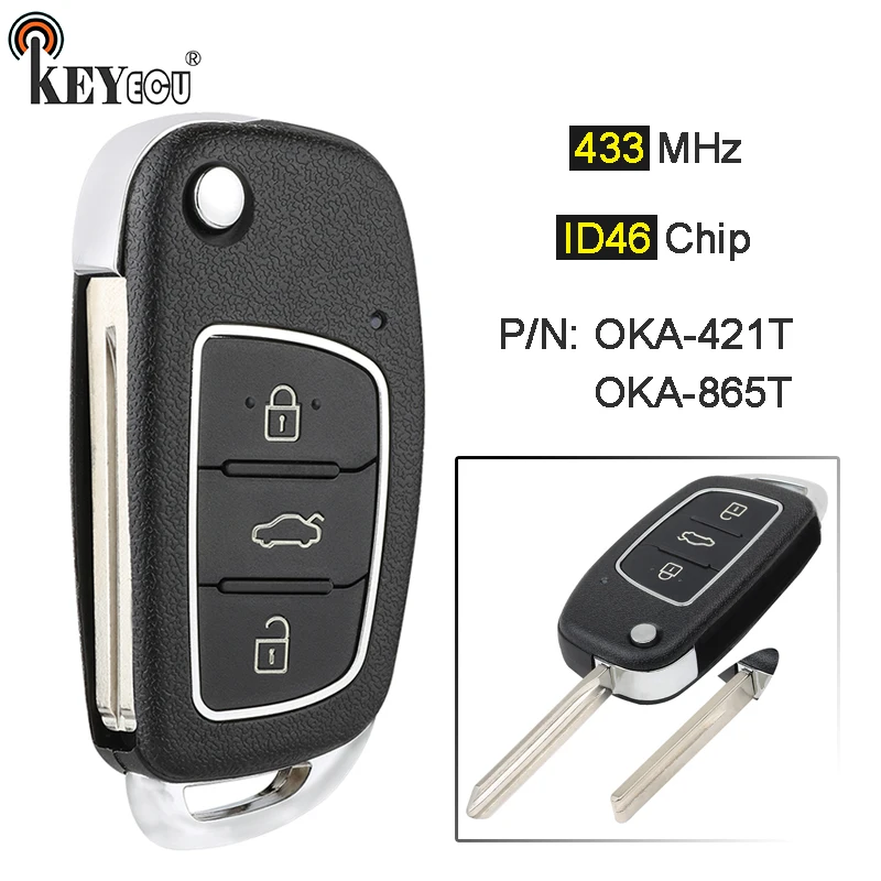 KEYECU 433MHz ID46 Chip P/N: OKA-421T / OKA-865T Replacement 3 Button Remote Car Key Fob for Hyundai Mistra Elantra
KEYECU 433MHz ID46 Chip P/N: OKA-421T / OKA-865T Replacement 3 Button Remote Car Key Fob for Hyundai Mistra Elantra