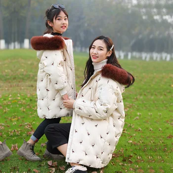 Mother and Daughter Clothes for 2018 Winter Family Matching Coats Girls Jacket Embroidery Flamingo Women Coat Fur Collar Warm
Mother and Daughter Clothes for 2018 Winter Family Matching Coats Girls Jacket Embroidery Flamingo Women Coat Fur Collar Warm