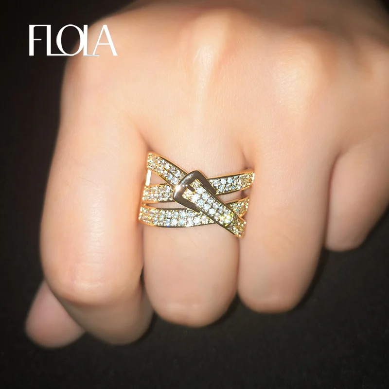 FLOLA New 2019 Belt Ring For Woman CZ Stone Pave Cubic Zirconia X Cross Finger Ring Gold Fashion Jewelry Gift Anel anillo rigf86
FLOLA New 2019 Belt Ring For Woman CZ Stone Pave Cubic Zirconia X Cross Finger Ring Gold Fashion Jewelry Gift Anel anillo rigf86