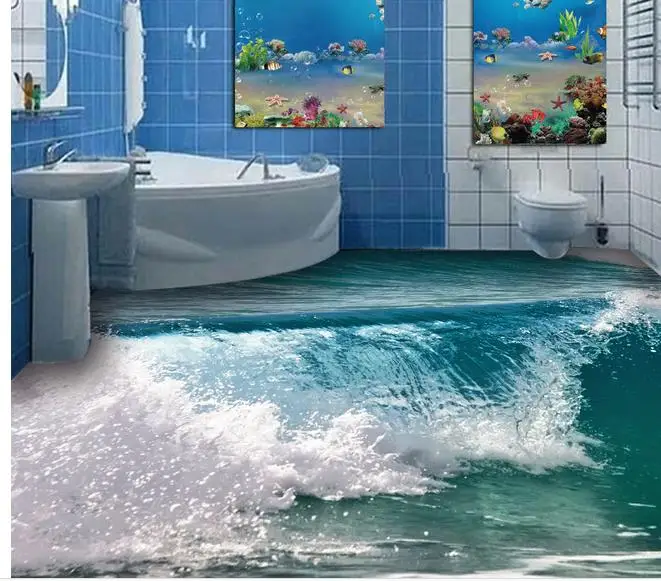 waterproof wallpaper for bathroom wall Toilet bathroom living room ocean wave 3D floor 
waterproof wallpaper for bathroom wall Toilet bathroom living room ocean wave 3D floor