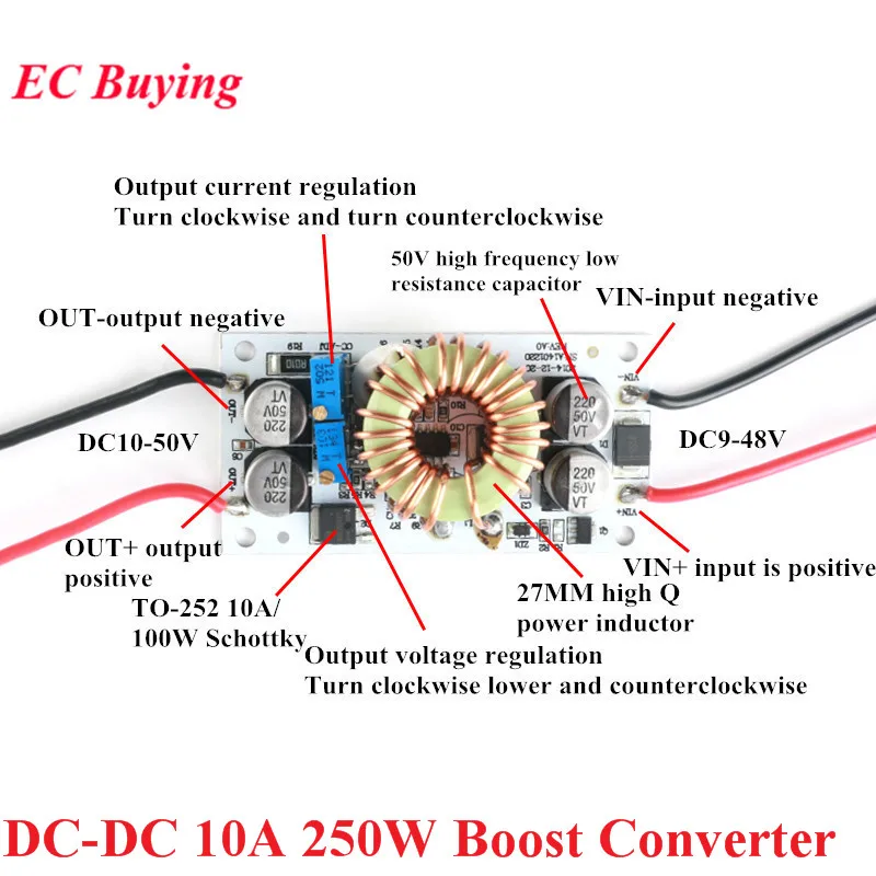 

DC-DC 10A 250W Boost Converter Step Up Power Supply Module Constant Current Adjustable Mobile Power Led Driver For Arduino