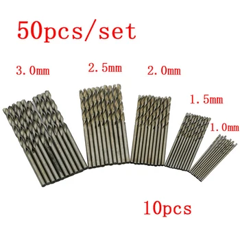 50pcs HSS Steel Straight Shank 1-3mm Twist Drill Bits For Metal Wood Working Power Tools
