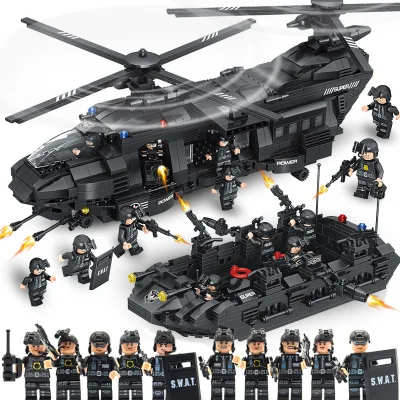 SWAT Team 1351PCS fit City Police Building Blocks bricks SWAT police solider figures Transport Helicopter Children Kid Gift Toy 
SWAT Team 1351PCS fit City Police Building Blocks bricks SWAT police solider figures Transport Helicopter Children Kid Gift Toy