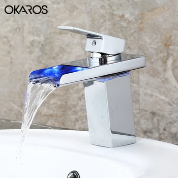 OKAROS Bathroom LED Faucet Basin Faucet Waterfall Taps Solid Brass Chrome Finish Plated Water Power Tap Mixer Bathroom Faucet
OKAROS Bathroom LED Faucet Basin Faucet Waterfall Taps Solid Brass Chrome Finish Plated Water Power Tap Mixer Bathroom Faucet