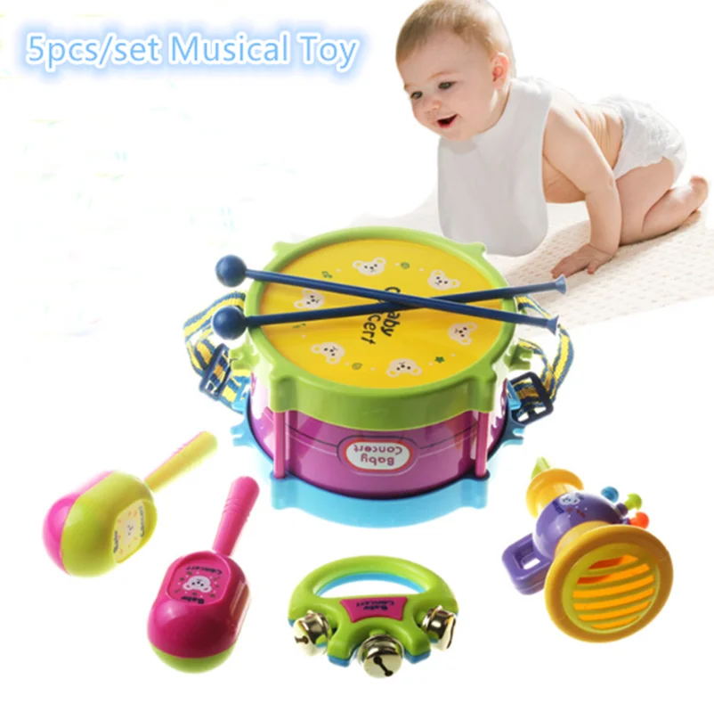 5pcs/set Musical Toy Set Roll Drum Musical Instruments Band Kits Kids Early Educational Toy Gift Baby Grasp Hand Bell Music Toy
5pcs/set Musical Toy Set Roll Drum Musical Instruments Band Kits Kids Early Educational Toy Gift Baby Grasp Hand Bell Music Toy