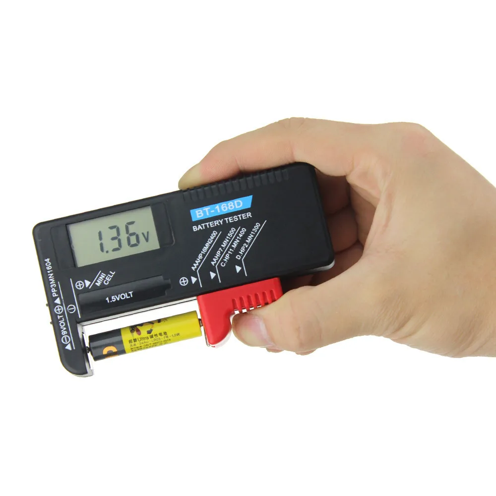 Portable And Easy-to-read Universal LCD Digital Battery Tester Volt Checker Multiple Size Capacity BT-168D | Инструменты