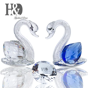 H&D Set/2 Crystal Swans Diamond Ornament Art Glass Mini Animal Figurine Set w/ Gift Box Wedding Valentine's Day Gift Blue&Clear
H&D Set/2 Crystal Swans Diamond Ornament Art Glass Mini Animal Figurine Set w/ Gift Box Wedding Valentine's Day Gift Blue&Clear