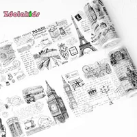Vintage European Architecture Travel Washi Tape DIY Decorative Scrapbook Masking Tape Office Adhesive Tape Stationery image