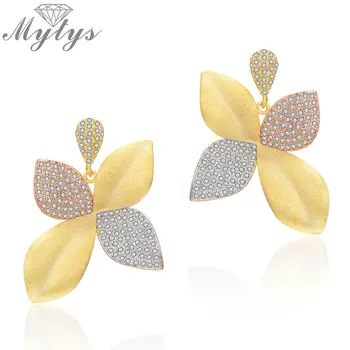 Mytys Fashion Three Gold Flower Earrings Women Unique Design Satin Finish Tricolor Gold Drop Dangle Earrings Women Brincos CE436
Mytys Fashion Three Gold Flower Earrings Women Unique Design Satin Finish Tricolor Gold Drop Dangle Earrings Women Brincos CE436