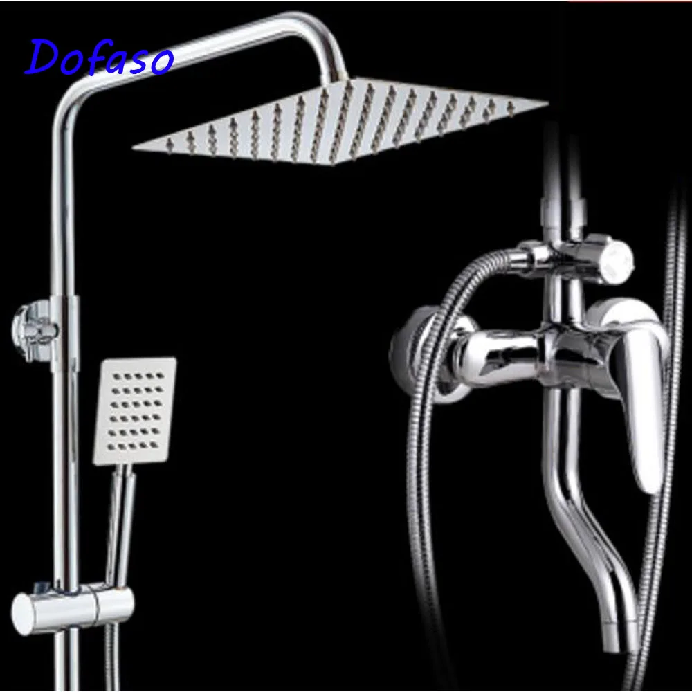 

Dofaso stainless shower faucet With Hand Sprayer wall-mounted shower sets Mixer Tap 8 Shower Head Square