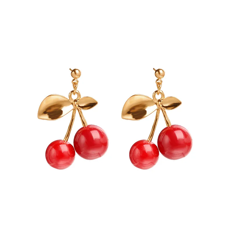 Japan Cute Sweet Simulation Red Cherry Fruit Stud Earrings for Women Gold Color Leaves Earring Girl Student Gift
Japan Cute Sweet Simulation Red Cherry Fruit Stud Earrings for Women Gold Color Leaves Earring Girl Student Gift