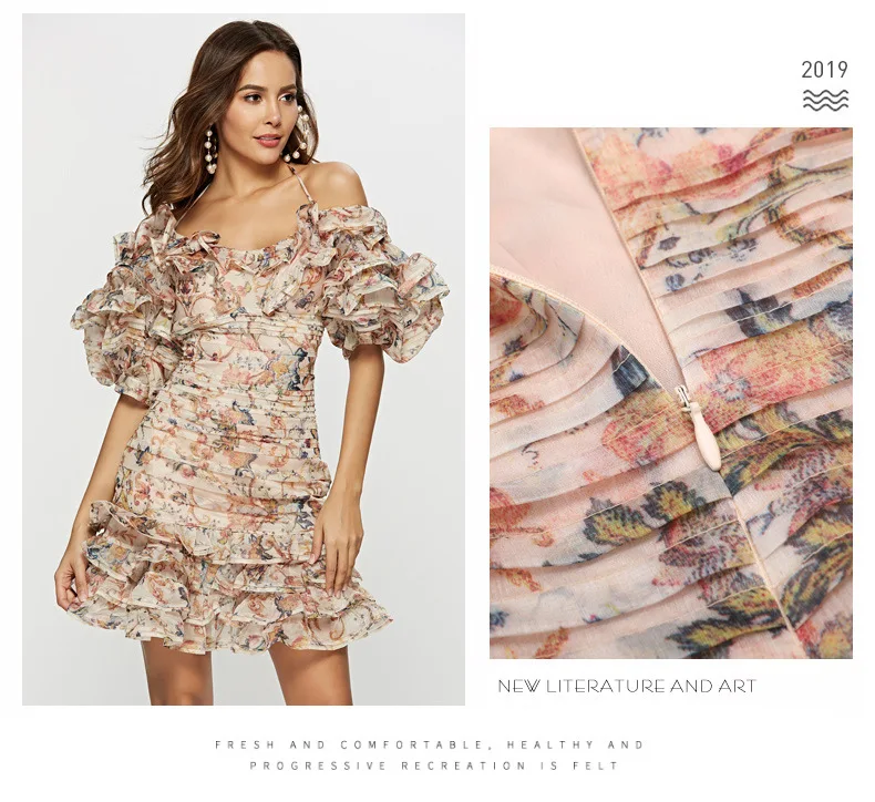 TANG 2019 New Arrivel Summer Sexy Open Back Sling Dress Korean Chiffon Floral Print Women Dress Slim High Waist Beach Dresses (5)
