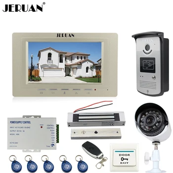 JERUAN Wired 7 inch LCD Video intercom Door Phone System kit Monitor + RFID Access IR Camera + 700TVL Analog Camera In Stock 
JERUAN Wired 7 inch LCD Video intercom Door Phone System kit Monitor + RFID Access IR Camera + 700TVL Analog Camera In Stock