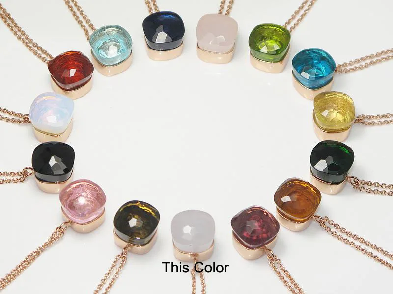 

Fashion Jewelry Copper Rose Gold Exquisite 19 Colors Crystal Necklace For Women Wedding Best Gift N001